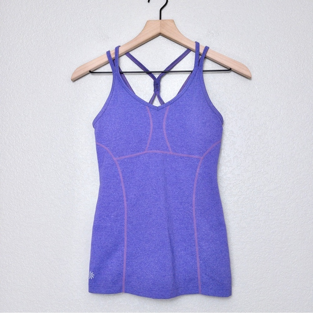 Athleta Empowerment Strappy Back Tank XXS Purple Yoga Athletic Sporty - Picture 2 of 8